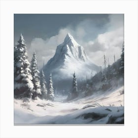 Snowy Mountain Landscape Canvas Print