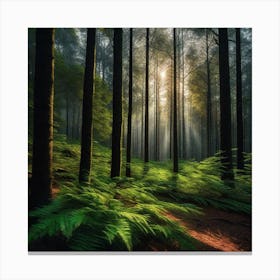 Ferns In The Forest 4 Canvas Print