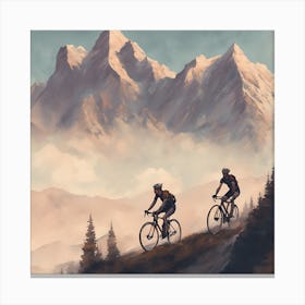 Cycling Couple Art Print 1 Canvas Print