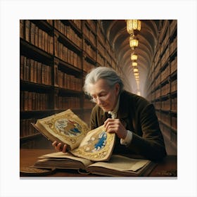 Old Man In Library 7 Canvas Print