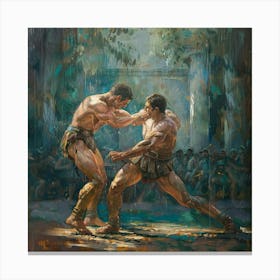 Two Men Fighting Canvas Print