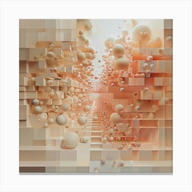 Nude Color Gradient Illusion A 3d Illusion Of Spheres Or Cubes Stacked Or Floating In Space Transi (2) Canvas Print