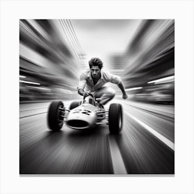 Man Driving A Race Car Canvas Print