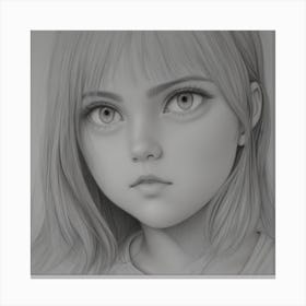 A Pencil Drawing Of A Girl Looking Into The Distance Canvas Print