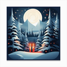 Winter Scene With Candles Canvas Print