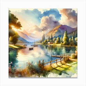 Watercolor Landscape Painting 11 Canvas Print