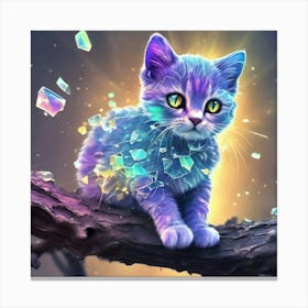 Blue Cat With Crystals Canvas Print