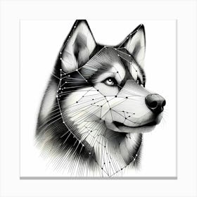 Husky Dog Head - Abstract Line Art Illustration 11 Canvas Print