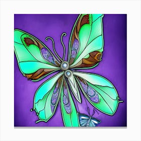 Butterfly On Purple Background Canvas Print