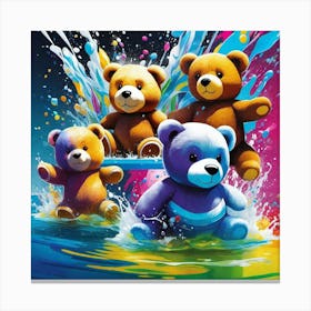 Teddy Bears In The Water 1 Canvas Print