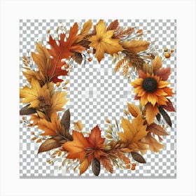 Autumn Leaves Wreath 2 Canvas Print