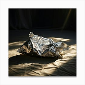 Crumpled Plastic Wrapper Foreground Contrasting Against A Pristine Dark Background Focus On Texture (5) Canvas Print