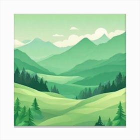 Misty mountains background in green tone 190 Canvas Print