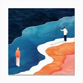 Illustration Of Two People Standing On The Beach Canvas Print