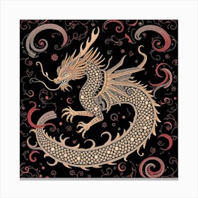 Dragon On Black Background 2 Canvas Print