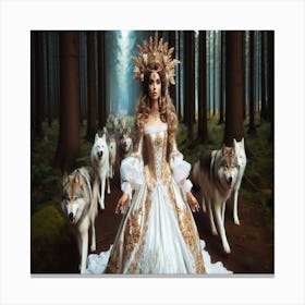 Wolf Woman In The Forest Canvas Print