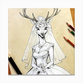 Deer Bride 4 Canvas Print