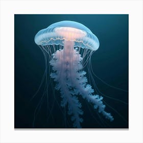 An Ethereal Jellyfish With Glowing, Delicate Tendrils Drifting Through A Surreal Ocean Canvas Print