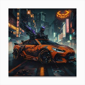 Pumpkin Car (Cyberpunk37) Canvas Print