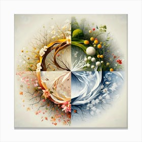 Four Seasons In A Circle Canvas Print