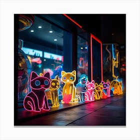 Neon Cats Canvas Print