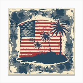 American Flag With Palm Trees 1 Canvas Print