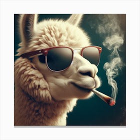 Llama Smoking Weed Canvas Print