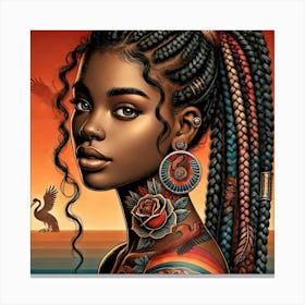 African Woman With Braids Canvas Print