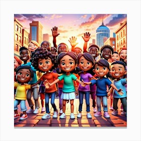 Children In The City Canvas Print