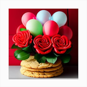Cookie Bouquet With Balloons Canvas Print