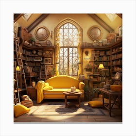 Bright Library Canvas Print