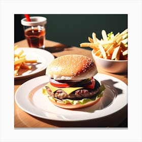 Hamburger And French Fries Canvas Print