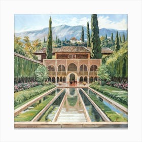 Gardens Of Alhambra 1 Spain Vintage Botanical A Canvas Print