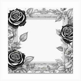 Black And White Rose Frame Canvas Print