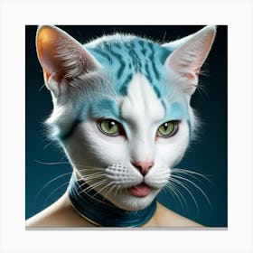 Cat With Blue Hair Canvas Print