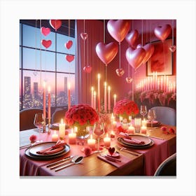 Valentine'S Day Table Setting Canvas Print