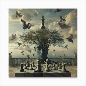 Mind's Horizon: The Chessboard of Thoughts Canvas Print