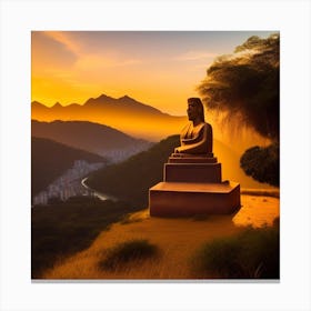 Buddha Statue At Sunset Canvas Print