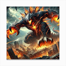 Super Kaiju Unstoppable Charge Canvas Print