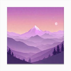 Misty mountains background in purple tone 84 Canvas Print