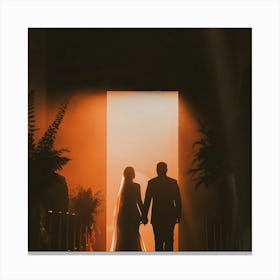 Bride And Groom Walking Down The Aisle 3 Canvas Print