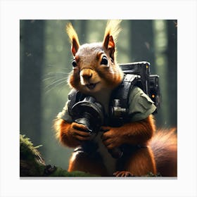 Squirrel With A Camera Canvas Print