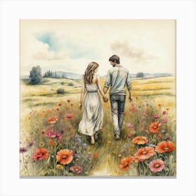 Love In The Field Canvas Print