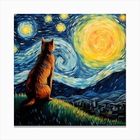 Starry Night Cat Canvas Print