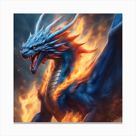 Fiery Blue Dragon Canvas Print