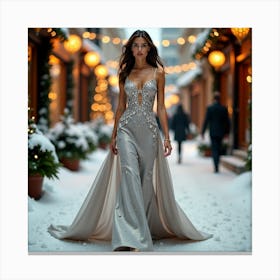 Winter Wedding Dress Canvas Print