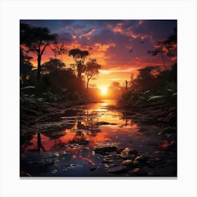 Sunset In The Jungle 6 Canvas Print