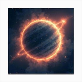 A Watercolor Glowing Planet Ring Illuminated By A Distant Star S Light 1 Canvas Print