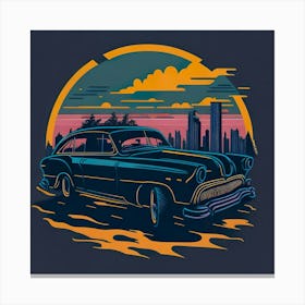 Car Colored Artwork Of Graphic Design Flat (25) Canvas Print