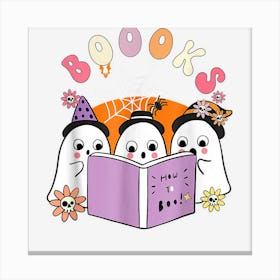 Groovy Booooks Ghost Halloween Teacher Book Library Reading Canvas Print